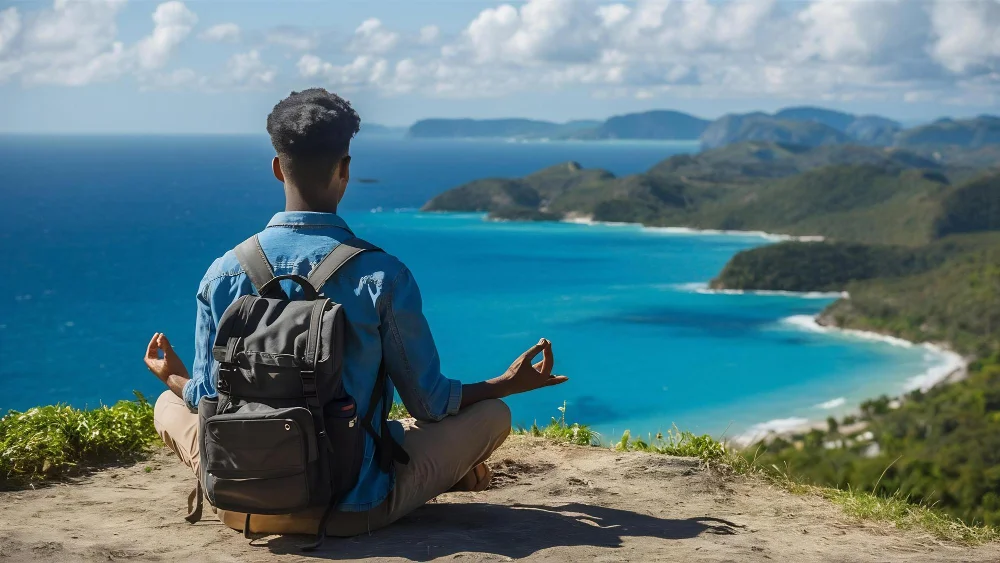 Viajero meditando